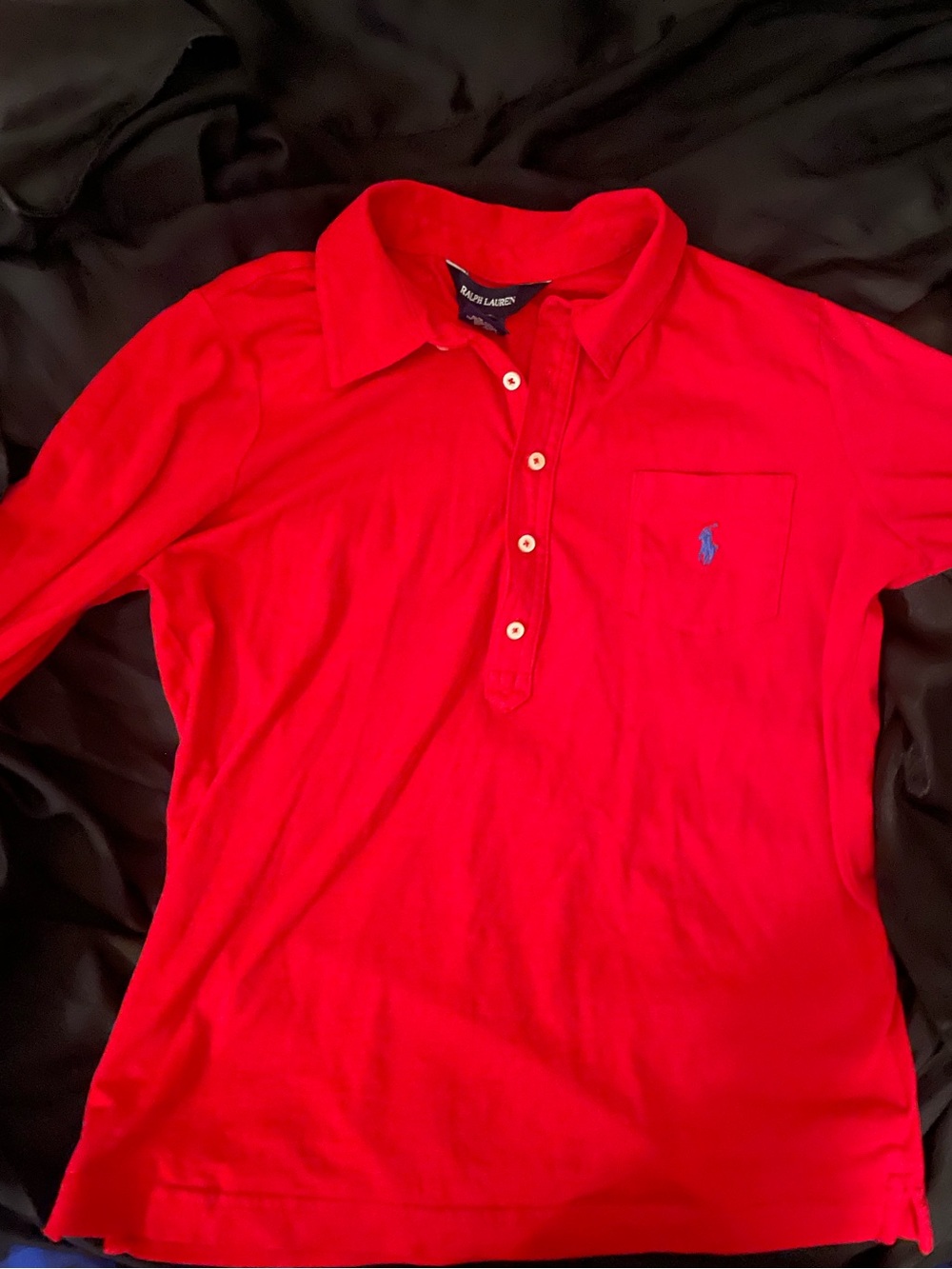 Ralph Lauren Kids Bright Red Polo with Pocket & Button Placket